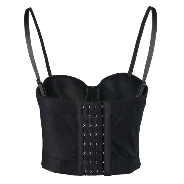 PU Leather Sexy Bustier Crop Top Bra - FANCYMAKE