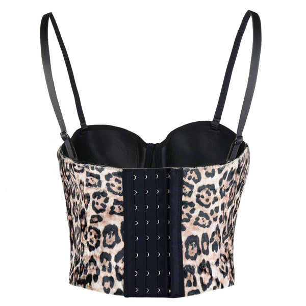 Leopard Pattern Bustier Crop Top - FANCYMAKE