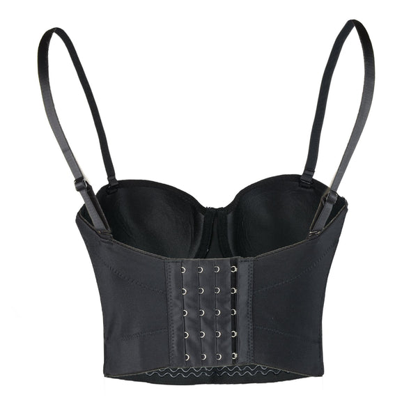 Women's Sexy Rhinestone Bead Bustier Crop Top Club Party Glitter Corset Top Bra Purple - FANCYMAKE