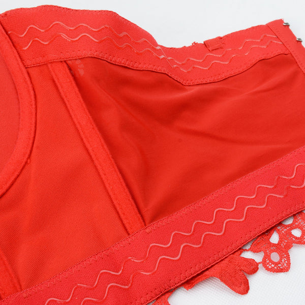 Women's Embroidery Flower Lace Bustier Crop Top