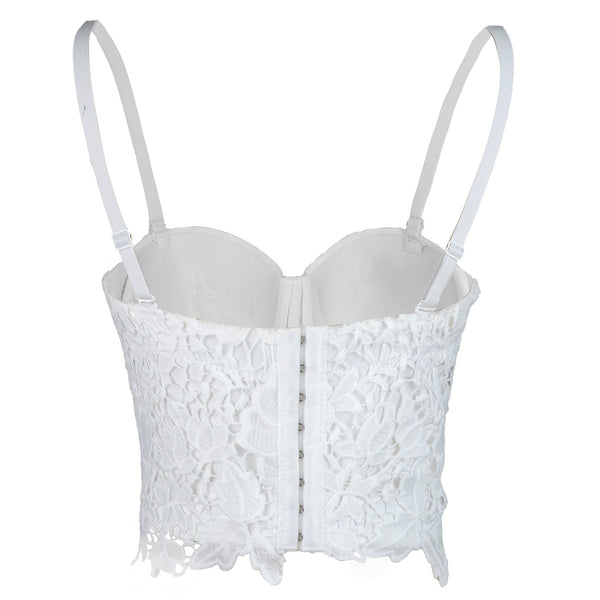 Women's Embroidery Flower Lace Bustier Crop Top