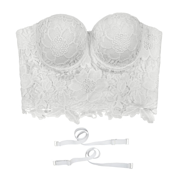 Women's Embroidery Flower Lace Bustier Crop Top