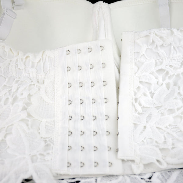 Women's Embroidery Flower Lace Bustier Crop Top