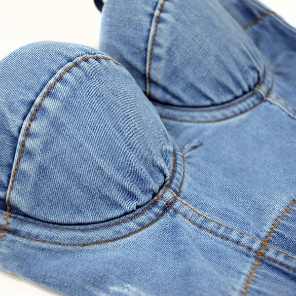 Women's Deium Bustier Crop Top Jean Corset Top Bra with Detachable Straps
- FANCYMAKE