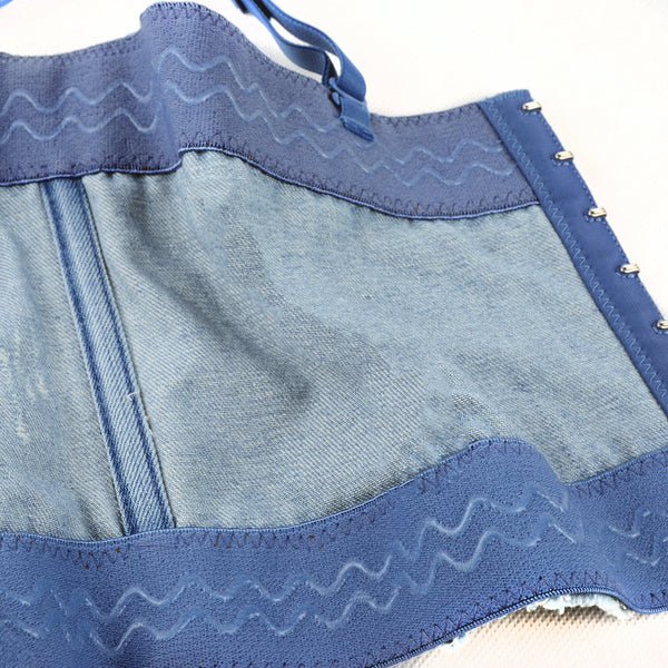 Women's Deium Bustier Crop Top Jean Corset Top Bra with Detachable Straps
- FANCYMAKE