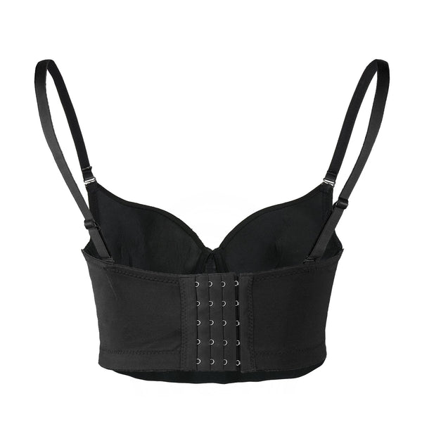 Women's Rhinestone Colored Diamond Luxury Bustier Crop Top Sexy Punk Corset Bra Black - FANCYMAKE
