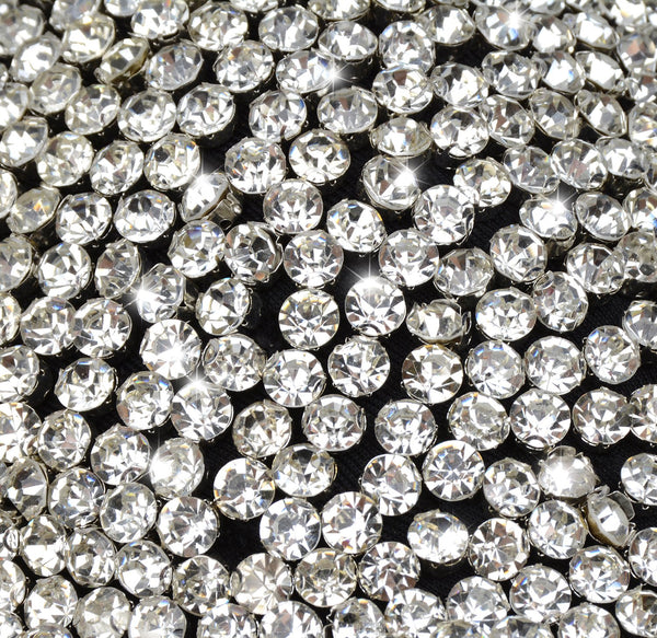 Women's Rhinestone Diamond Bustier Sexy Crop Top Club Party Corset Bra Black - FANCYMAKE