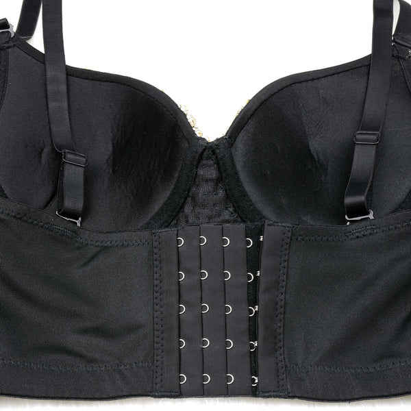 Women's Rhinestone Diamond Push up Bustier Crop Top Sexy Punk Corset Bra Red - FANCYMAKE