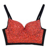 Women's Rhinestone Diamond Push up Bustier Crop Top Sexy Punk Corset Bra Red