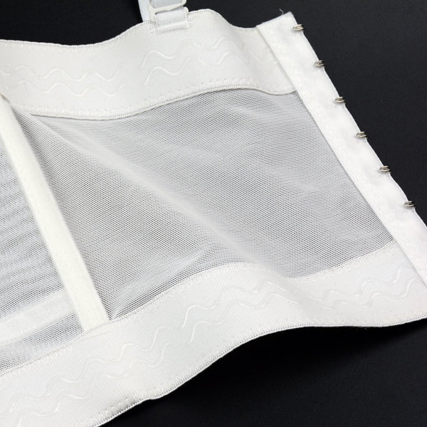 Women's Feather Tassel Rhinestone Bead Mesh Bustier Crop Top Sexy Corset Top Bralet White - FANCYMAKE