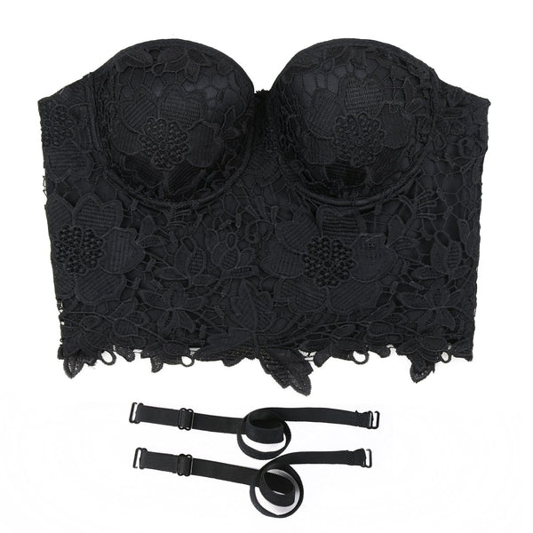 Women's Embroidery Flower Lace Bustier Crop Top