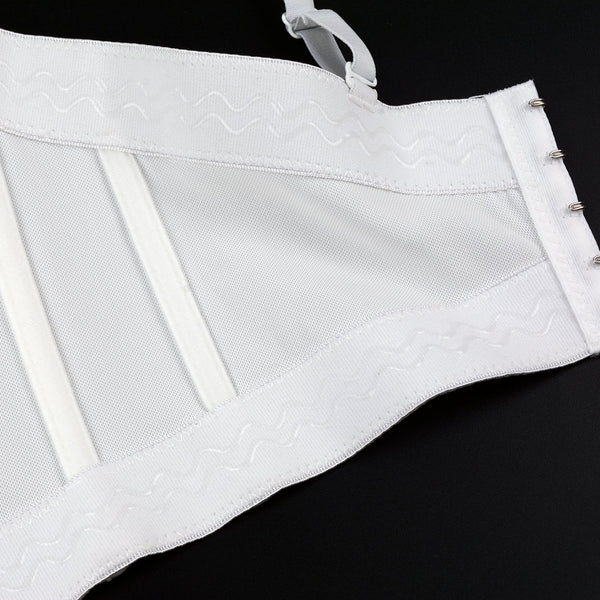 Women Embroidery Rose Smooth Bustier Crop Top Corset with Detachable Straps - FANCYMAKE