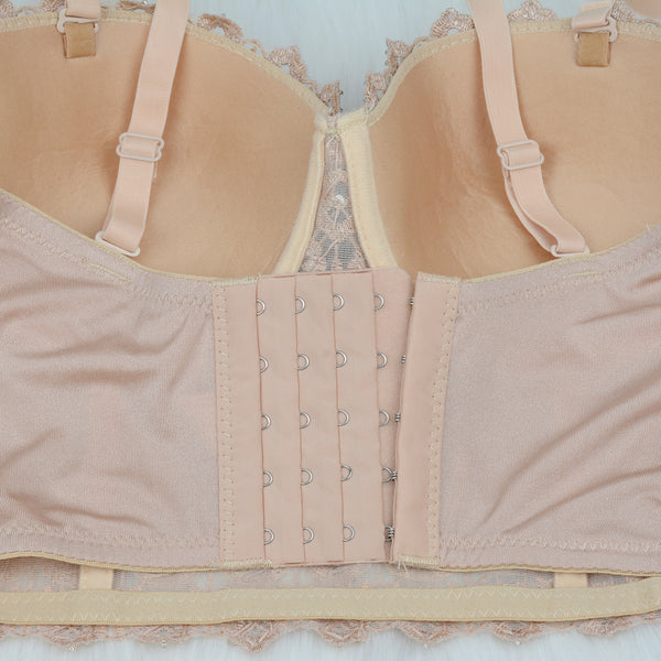 Nude Pearls Diamond Lace Crop Top Tank Tops - FANCYMAKE