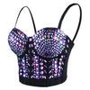 Purple Women's Sexy Rhinestone Bustier Crop Top Corset Bra