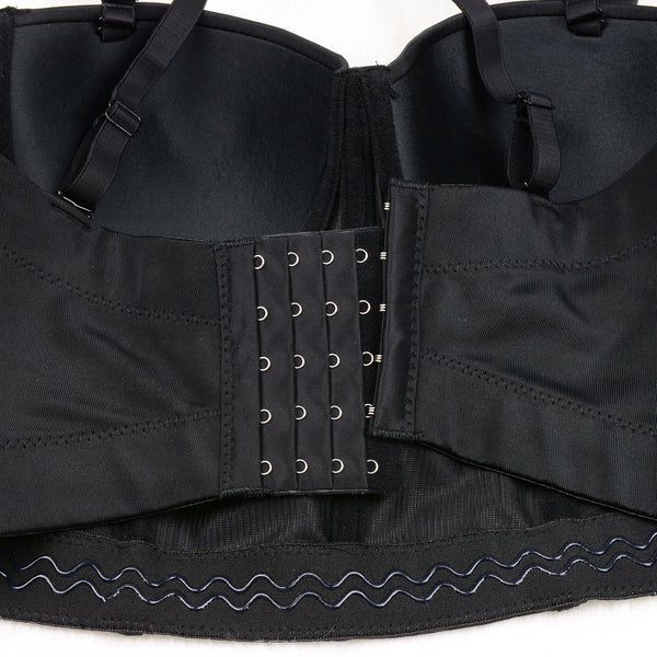 Women's Tassel Rhinestone Smooth Bustier Crop Top Corset Top Bra Black - FANCYMAKE