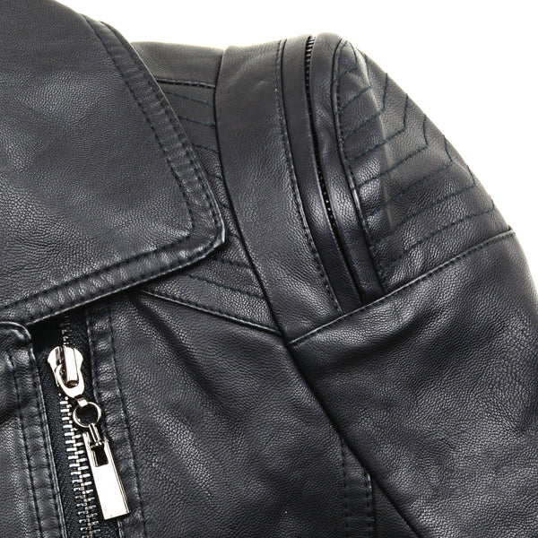 Women's Faux Leather Stylish Moto Biker Jacket - FANCYMAKE