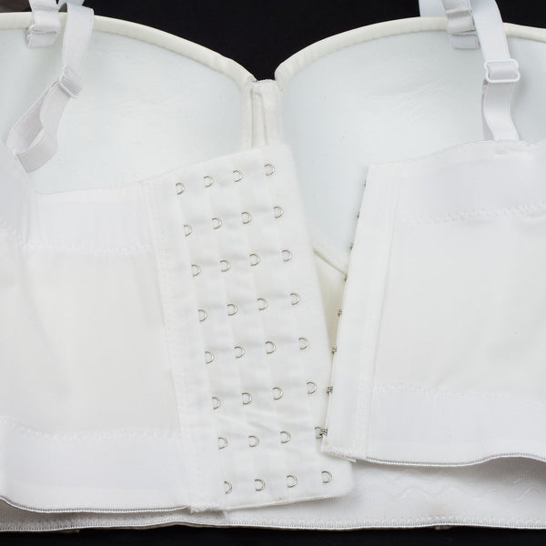 PU Leather Bustier Crop Top Push Up Club Party Women's Corset Top Bra White - FANCYMAKE