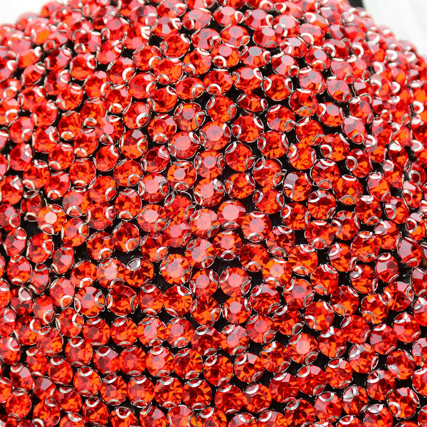 Women's Rhinestone Diamond Push up Bustier Crop Top Sexy Punk Corset Bra Red - FANCYMAKE