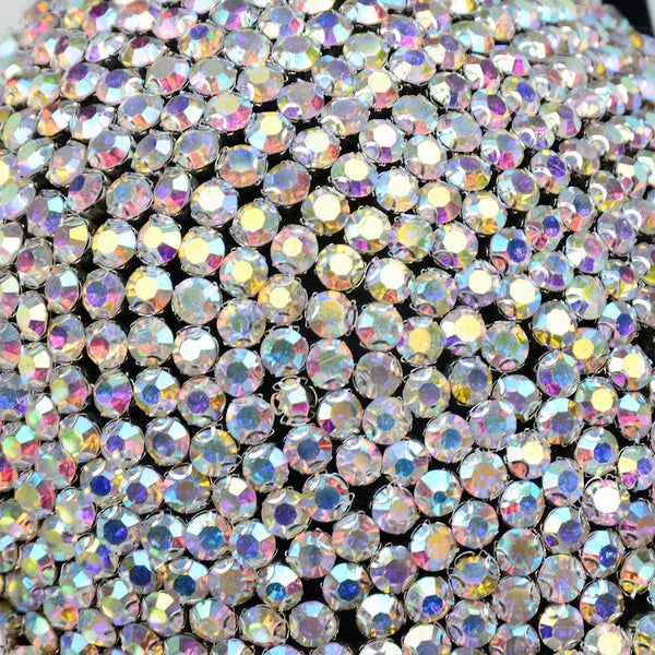 Women's Rhinestone Colored Diamond Luxury Bustier Crop Top Sexy Punk Corset Bra Black - FANCYMAKE