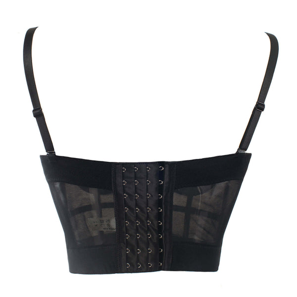 Women's Mesh Push Up Corset Bustier Crop Top - FANCYMAKE