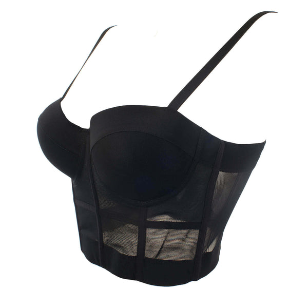 Women's Mesh Push Up Corset Bustier Crop Top - FANCYMAKE