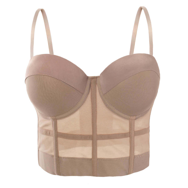 Women's Mesh Push Up Corset Bustier Crop Top - FANCYMAKE