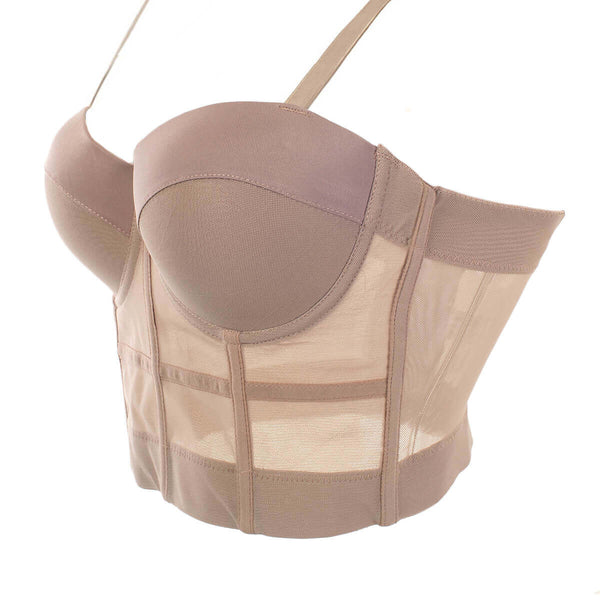 Women's Mesh Push Up Corset Bustier Crop Top - FANCYMAKE