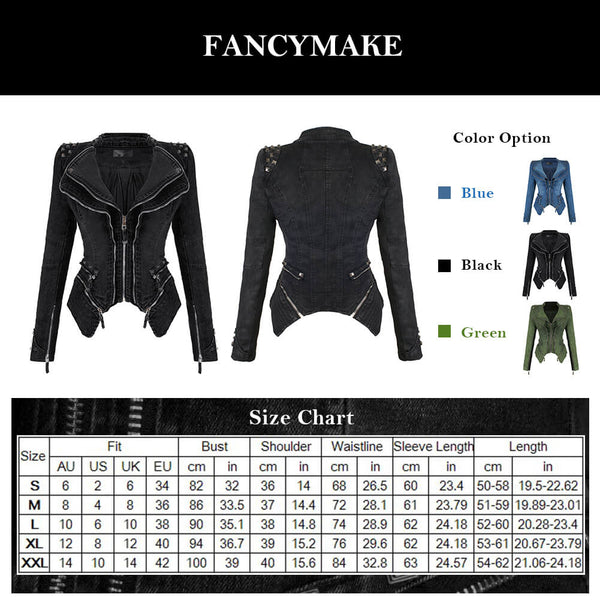 Denim Jeans Slim Fit Studded Jacket - FANCYMAKE