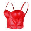 Snake Faux Leather Bustier Crop Top Women's Sexy Corset Top Bra Red