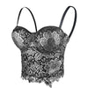 Women's Floral Lace Bustier Crop Top Gothic Corset Bra Tops Gold and Black