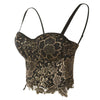 Gold Embroidery Lace Bustier Top