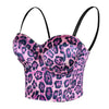 Leopard Pattern Bustier Crop Top Push Up Women's Corset Top Bra Pink