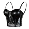 Snake Faux Leather Bustier Crop Top Women's Sexy Corset Top Bra Black Black