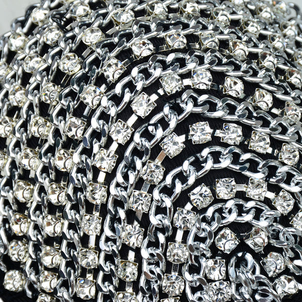 Women's Rhinestone Diamond Chain Bustier Crop Top Corset Top Bralet Black - FANCYMAKE