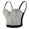 Women's Luxury Multicolor Rhinestone Diamond Bustier Sexy Crop Top Club Party Corset Bra