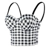 Women's Plaid Bustier Crop Top Sexy Women's Corset Top Bra Black