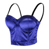 Velvet Soft Bustier Crop Top Push Up Women's Corset Top Bra Blue