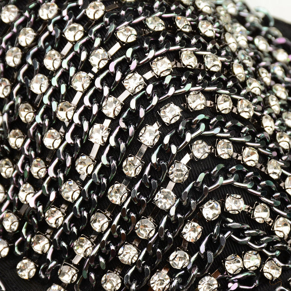 Women's Rhinestone Diamond Chain Bustier Crop Top Corset Top Bralet Silver - FANCYMAKE