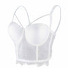 Women's Sexy Cut Cross Strappy Lace Mesh Bustier Tops Caged Cropped Top White