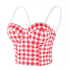 Women's Plaid Bustier Crop Top Sexy Women's Corset Top Bra Red