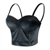 Velvet Soft Bustier Crop Top Push Up Women's Corset Top Bra Black