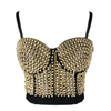 Women's Rhinestone Diamond Chain Bustier Crop Top Corset Top Bralet Gold