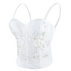 Women's Embroidery Lace Long Bustier Crop Top Corset Tube Bodysuit White