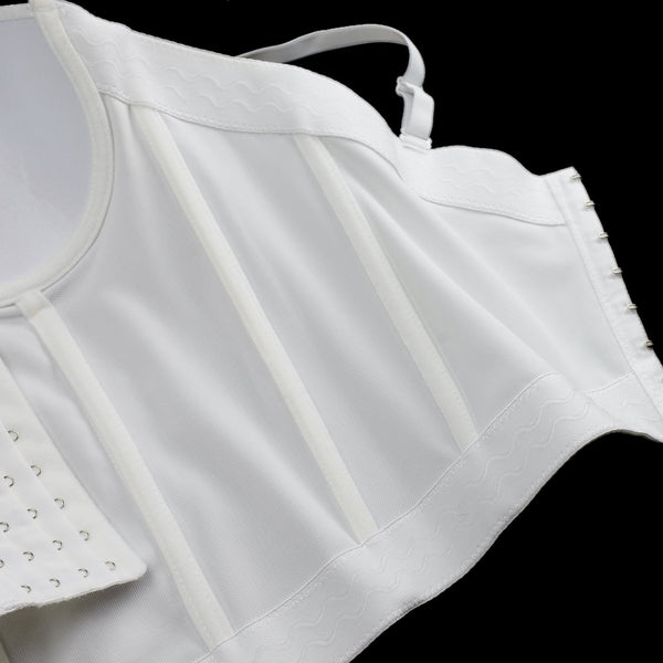 Women's Embroidery Lace Long Bustier Crop Top Corset Tube Bodysuit White
 - FANCYMAKE