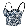 Leopard Pattern Bustier Crop Top Push Up Women's Corset Top Bra Black