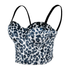 Leopard Pattern Bustier Crop Top Push Up Women's Corset Top Bra Black - FANCYMAKE