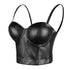 PU Leather Sexy Bustier Crop Top Bra - FANCYMAKE