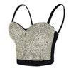 Women's Rhinestone Diamond Bustier Sexy Crop Top Club Party Corset Bra Black