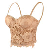 Women's Floral Lace Bustier Crop Top Gothic Corset Bra Tops Gold and Khaki