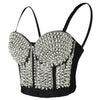 Women's Rhinestone Diamond Chain Bustier Crop Top Corset Top Bralet Black